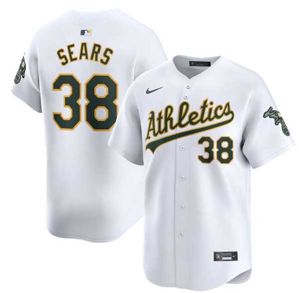 Mens Oakland Athletics #38 JP Sears White Home Limited Stitched Jersey Dzhi